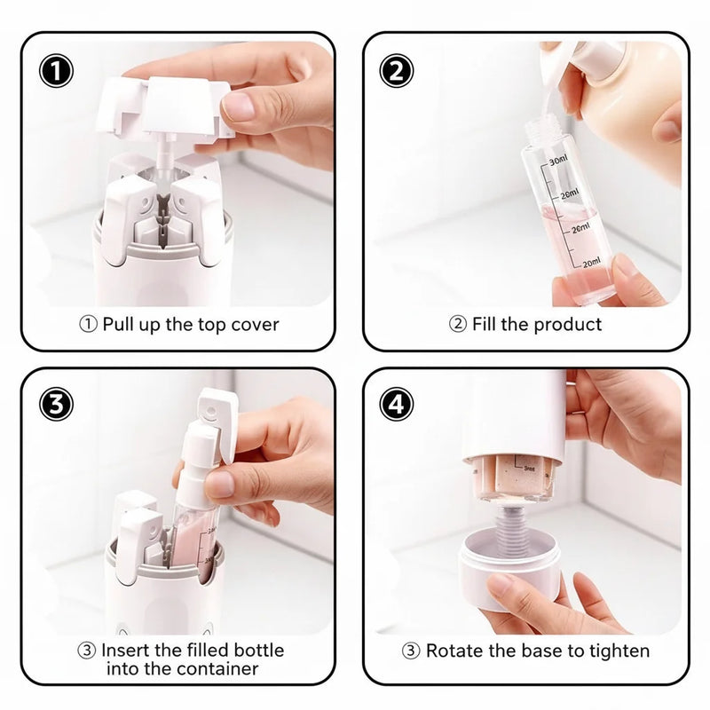 Tavelfill 4-in-1 Travel Dispenser Bottle for Toiletries