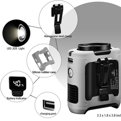 FrostClip Turbo — 3-in-1 Waist Fan, 10,000mAh Powerbank & LED Torch