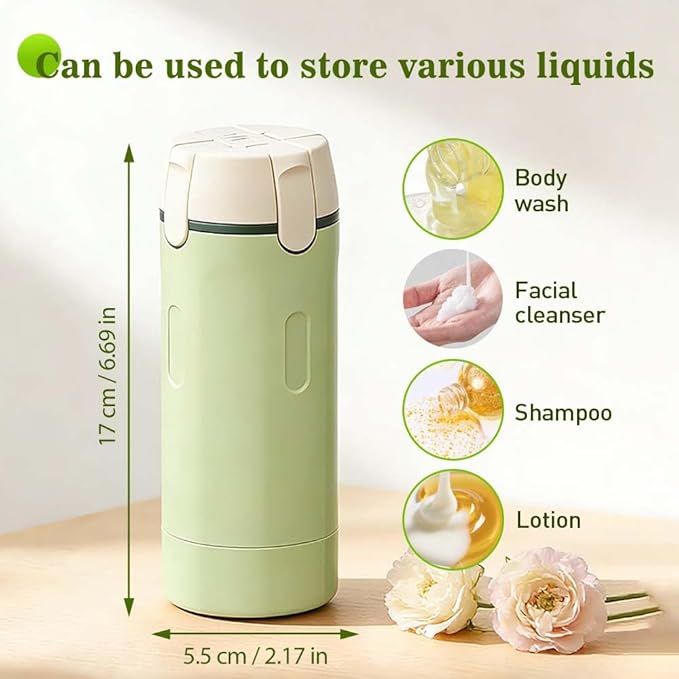Tavelfill 4-in-1 Travel Dispenser Bottle for Toiletries - Refillable, Leak Proof, Portable Containers for Shampoo Lotion Conditioner Cream - Transparent with Scale and Label - for Business Trips Gym