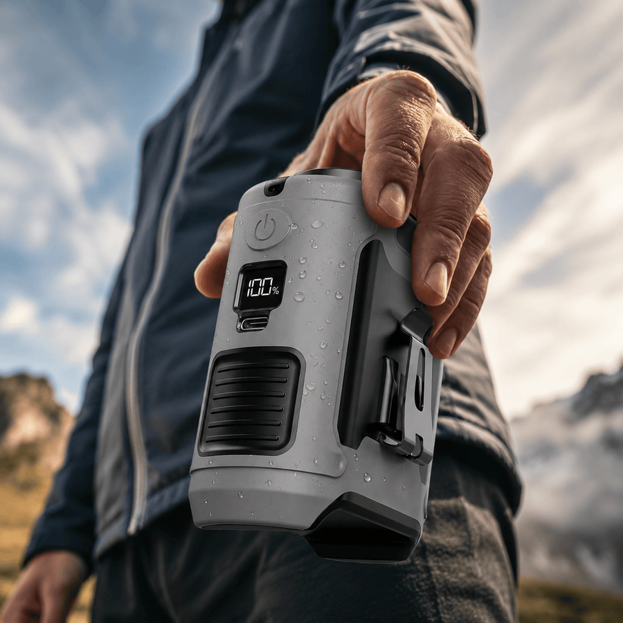 FrostClip Turbo — 3-in-1 Waist Fan, 10,000mAh Powerbank & LED Torch