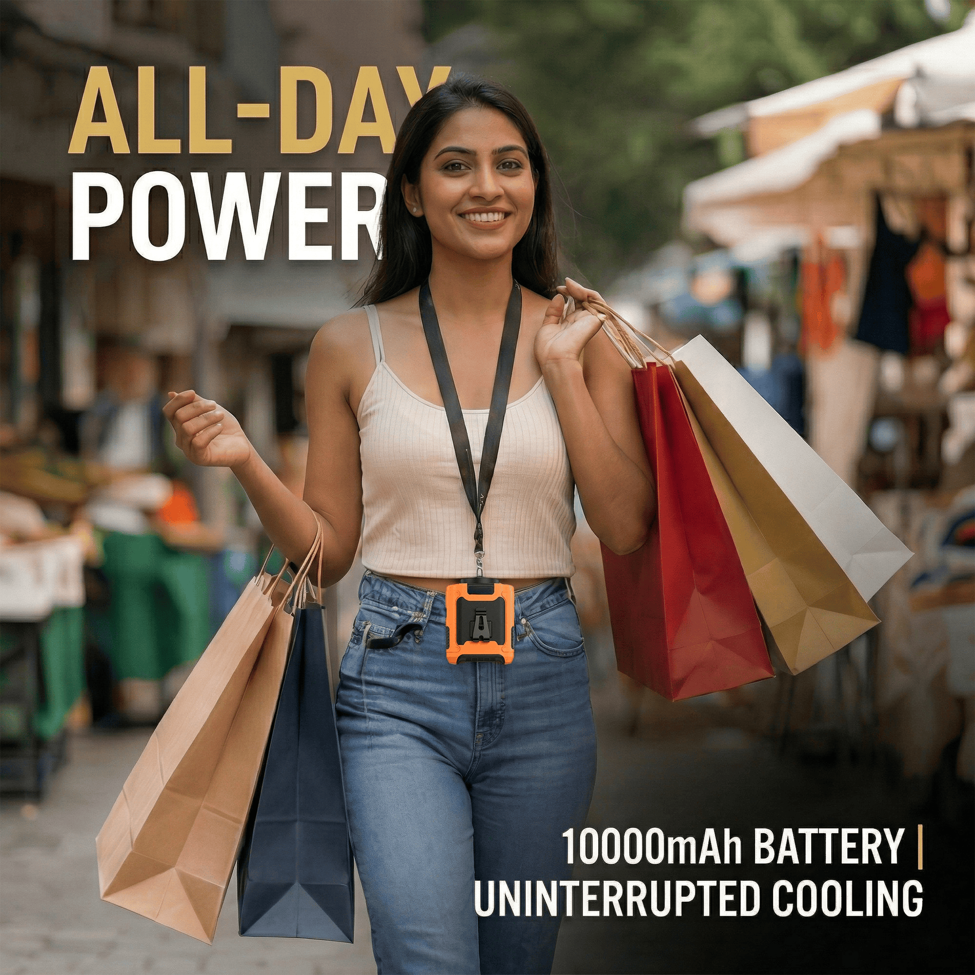 FrostClip Turbo — 3-in-1 Waist Fan, 10,000mAh Powerbank & LED Torch