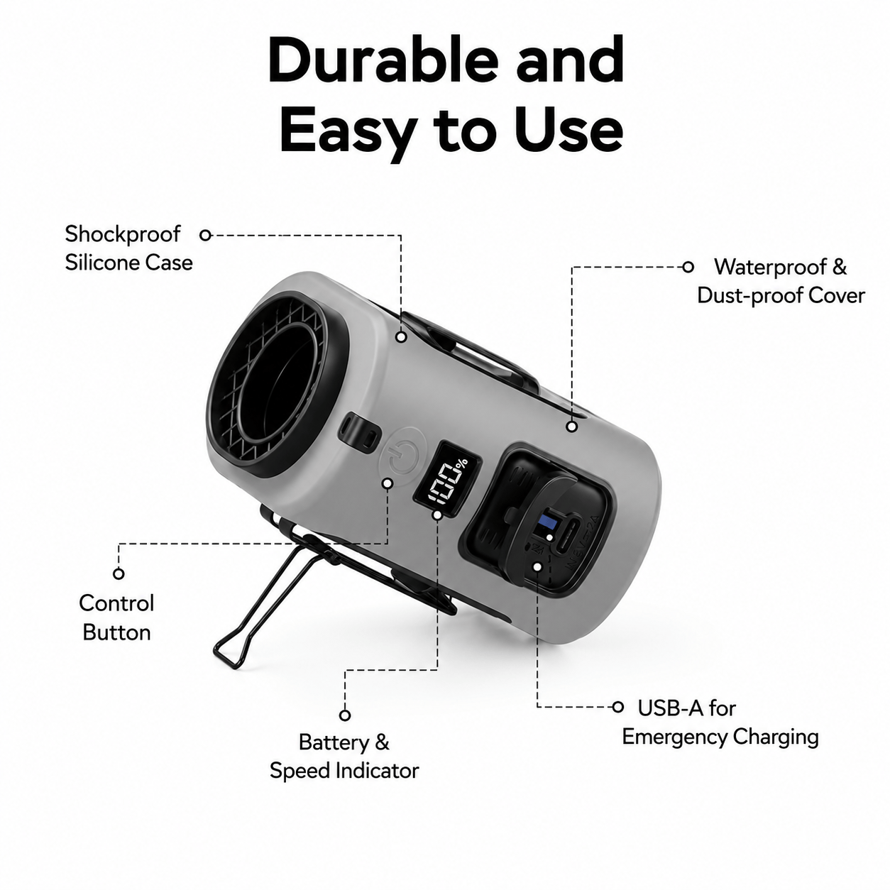 FrostClip Turbo — 3-in-1 Waist Fan, 10,000mAh Powerbank & LED Torch